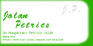 jolan petrics business card